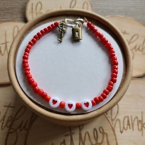 Hearts Red Bracelet with Charms